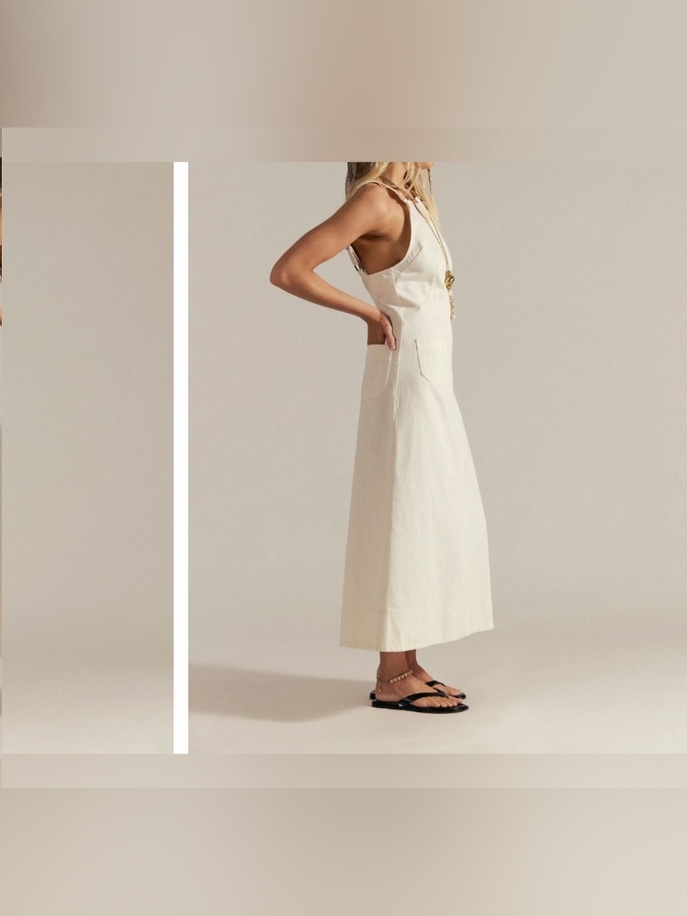 NWT Free People Dex Denim Midi Dress - ecru cream white - XS, Small, Medium - Picture 4 of 6